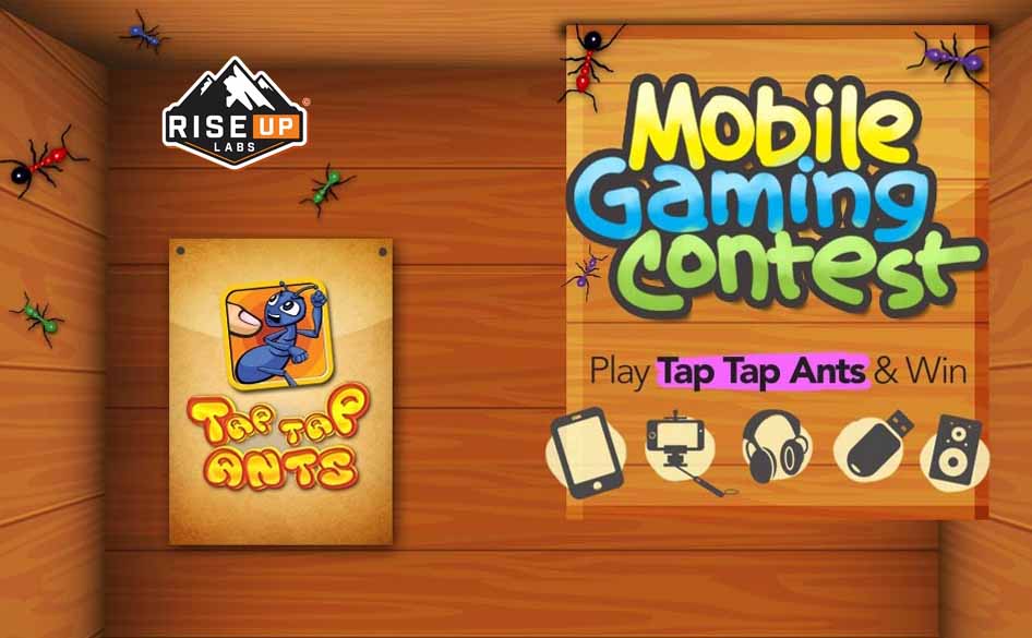 poster of the gaming contest of tap tap ants showing ants