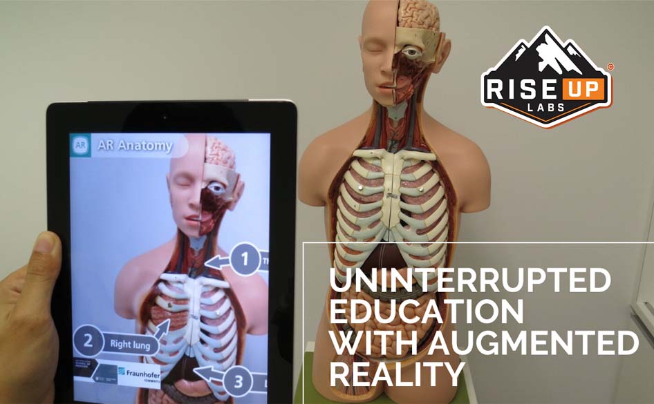 augmented reality demonstration with a tab and skeleton