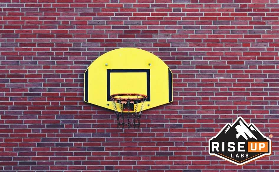 ball and basket in a wall