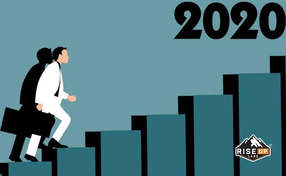 man going up in the stairs in the year 2020