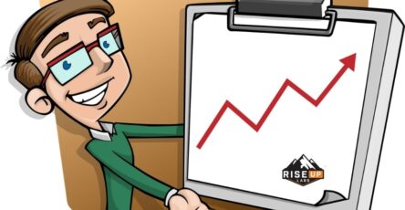 a man showing a chart with a bar