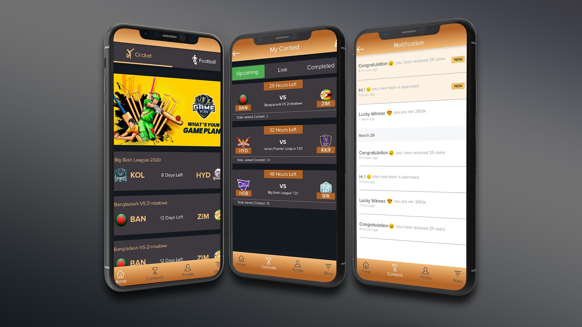 Game Plan App User Interface