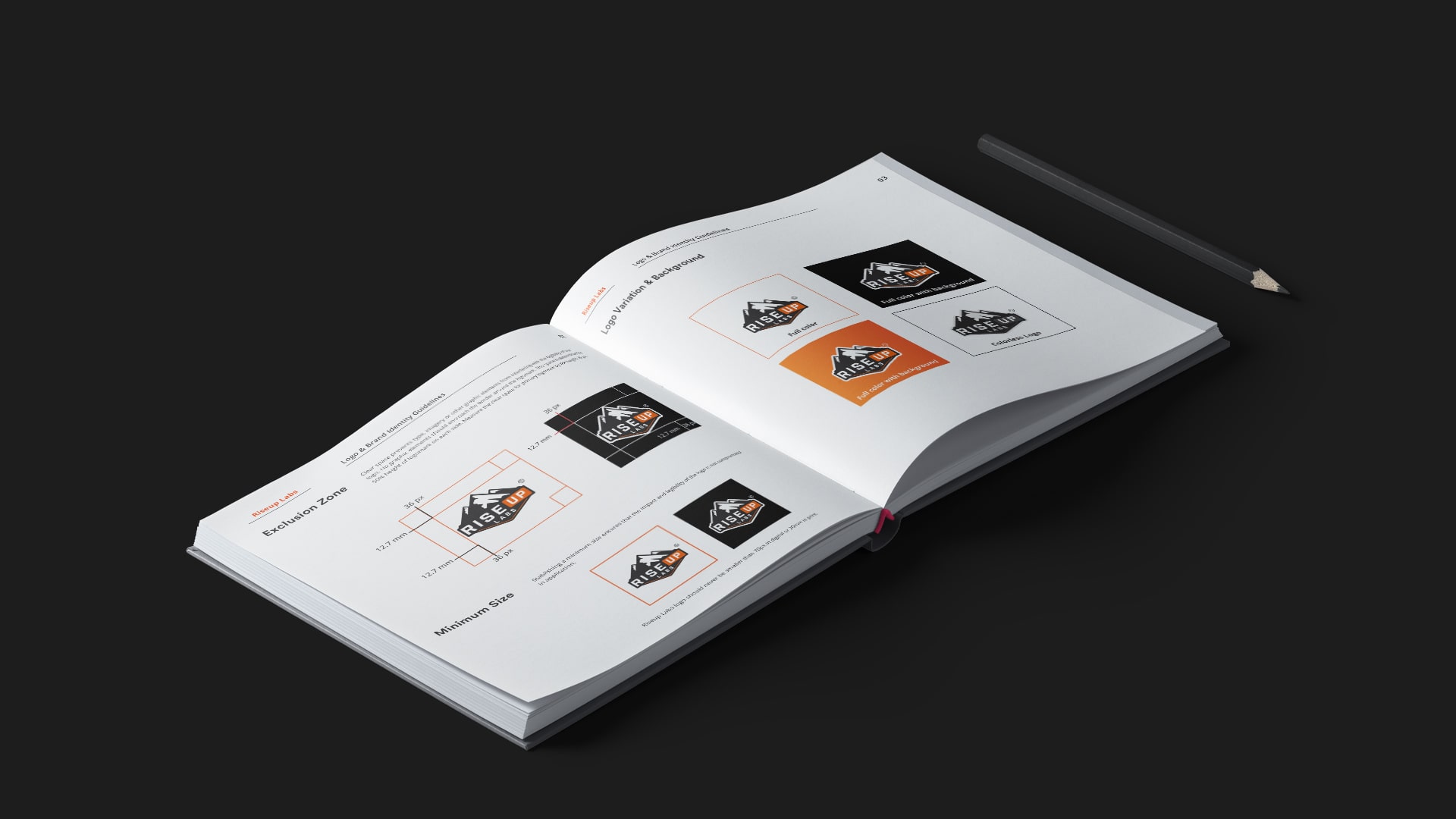 Riseup Labs Brand Guidelines Book with Black Color