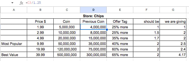 Coin pack balancing in excel