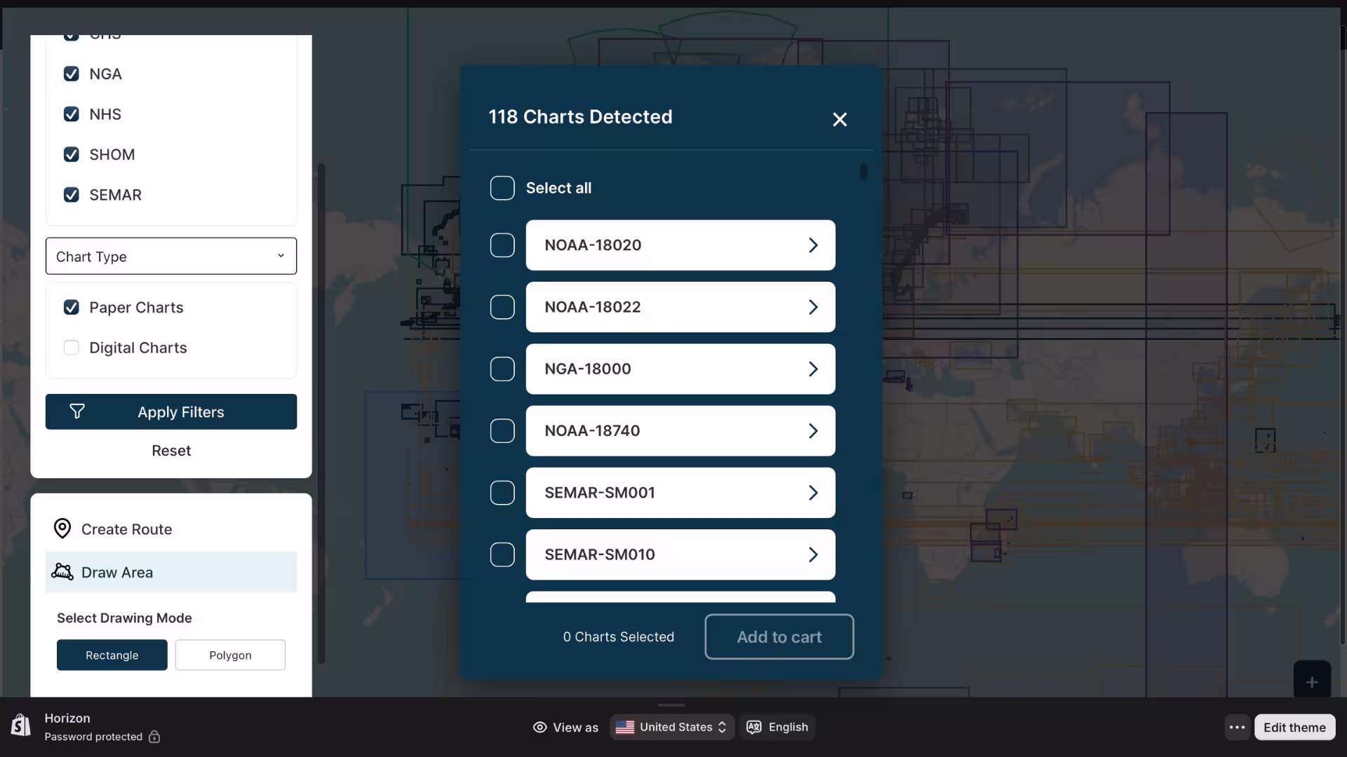 Shopify GIS Integration Charts Selection