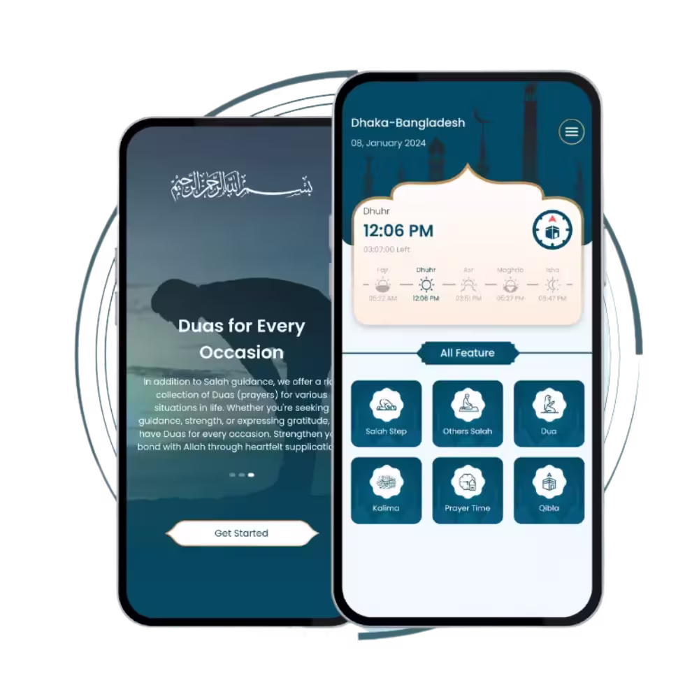 Easy Salah Steps: Step-by-step Salah guidance with prayer times Qibla Kalimas and Duas.
